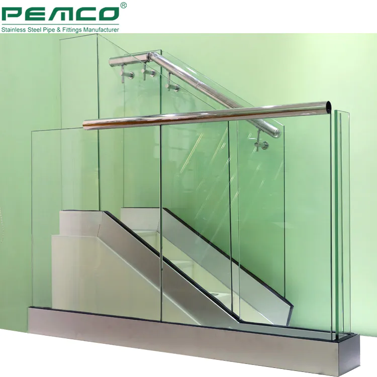 PJ-A601 Stair Framless Glass Balustrade Aluminum Base Shoe Glass Railing Manufacturer
