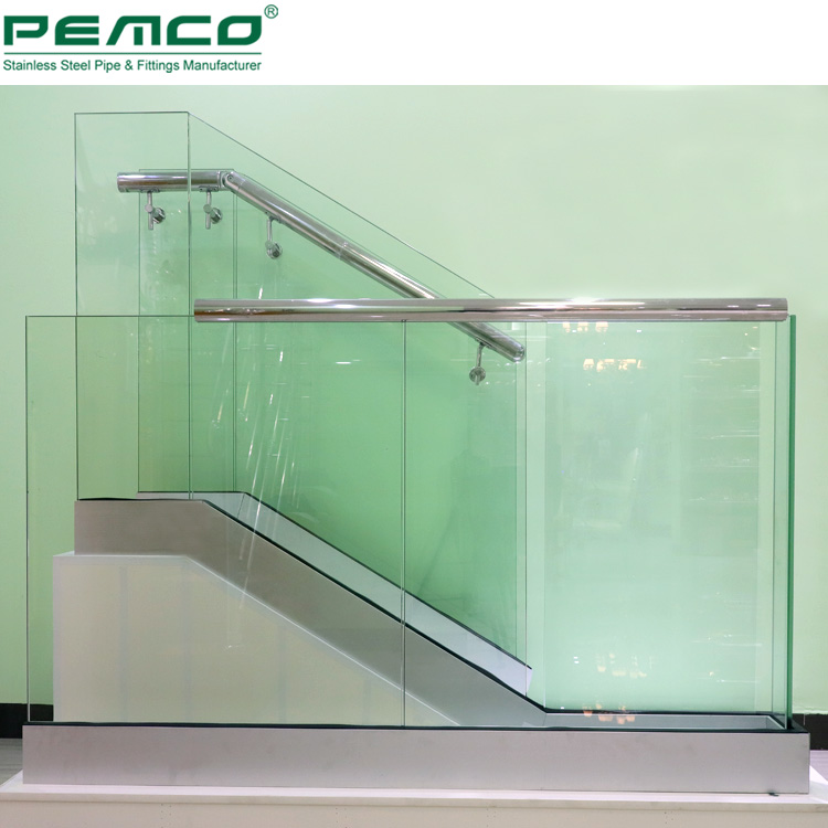 PEMCO Stainless Steel frameless glass railing for business for staircase-2