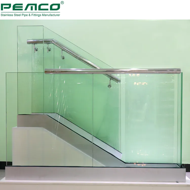 PJ-A601 Stair Framless Glass Balustrade Aluminum Base Shoe Glass Railing Manufacturer