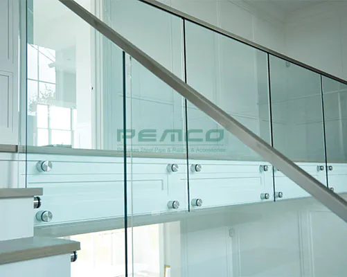 PJ-B649 High Quality Ss304 316 Frameless Glass Balustrade Staircase Glass Standoff Railing Design