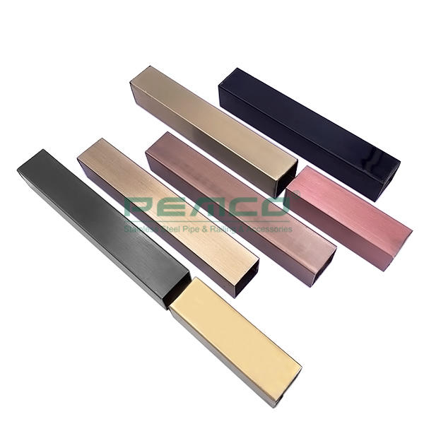 Multicolour Rose Golden Tube Stair Stainless Steel Pvd Rose Gold Color Pipe