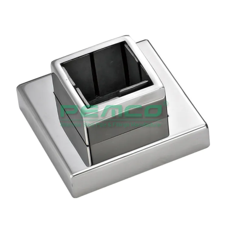 PJ-B298-F2 Stainless Steel Square Railing Floor Mounted Flange Fitting