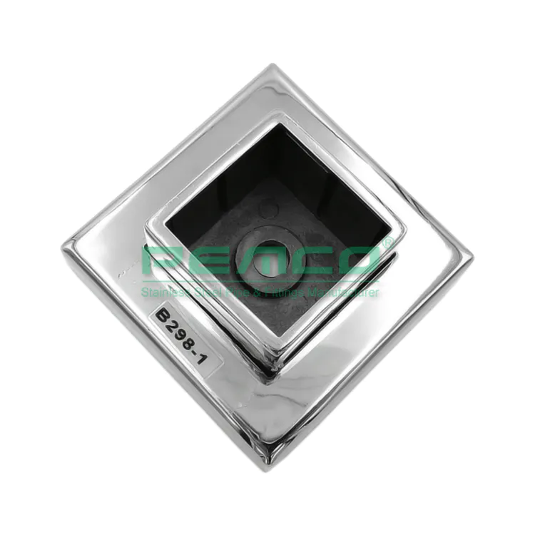 PJ-B298-F2 Stainless Steel Square Railing Floor Mounted Flange Fitting