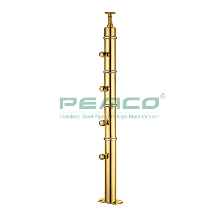 PJ-A158 Gold Color Stainless Steel Round Pipe Tube Balustrade Railing Post