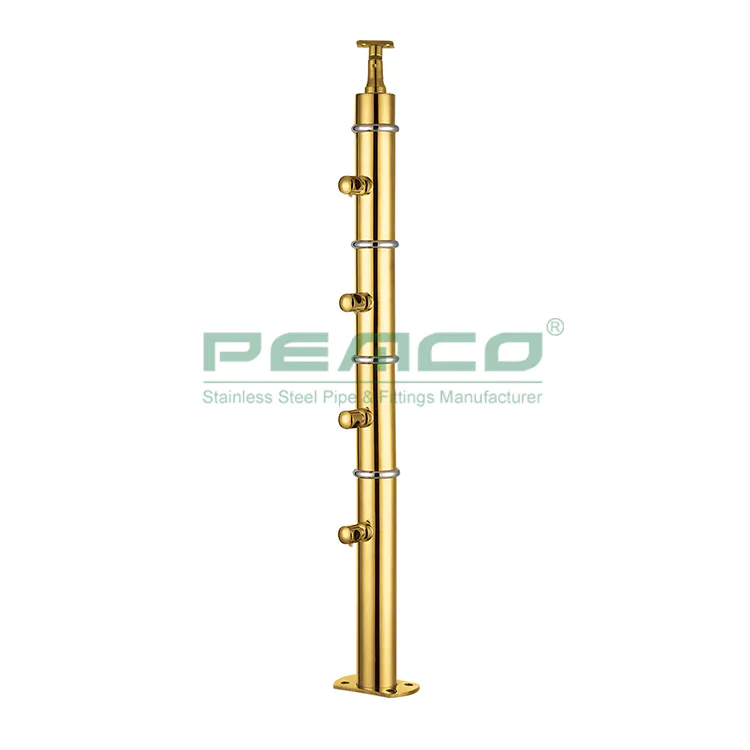 PJ-A158 Gold Color Stainless Steel Round Pipe Tube Balustrade Railing Post