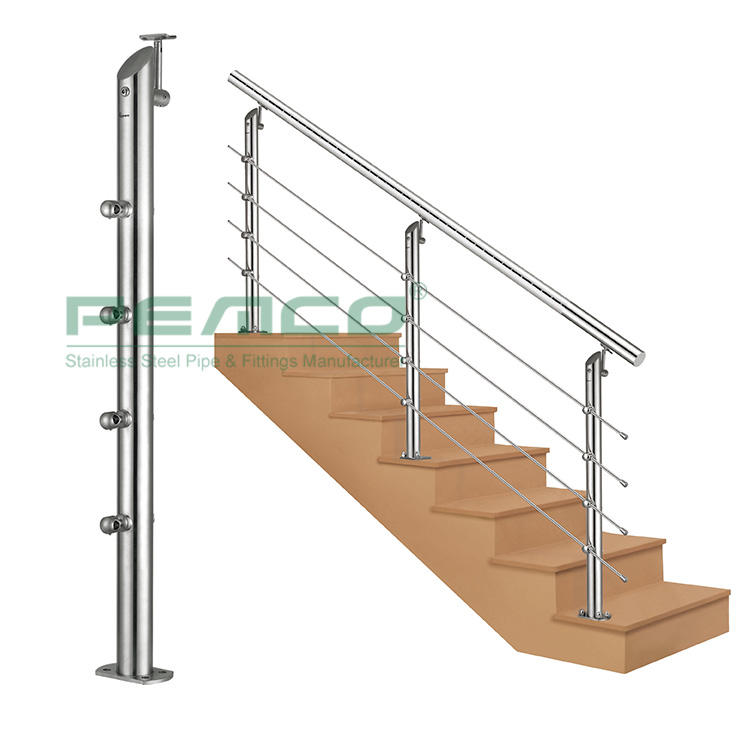 PJ-A179 Stainless Steel Side Mounted Top Rail Round Tube Railing Post Design