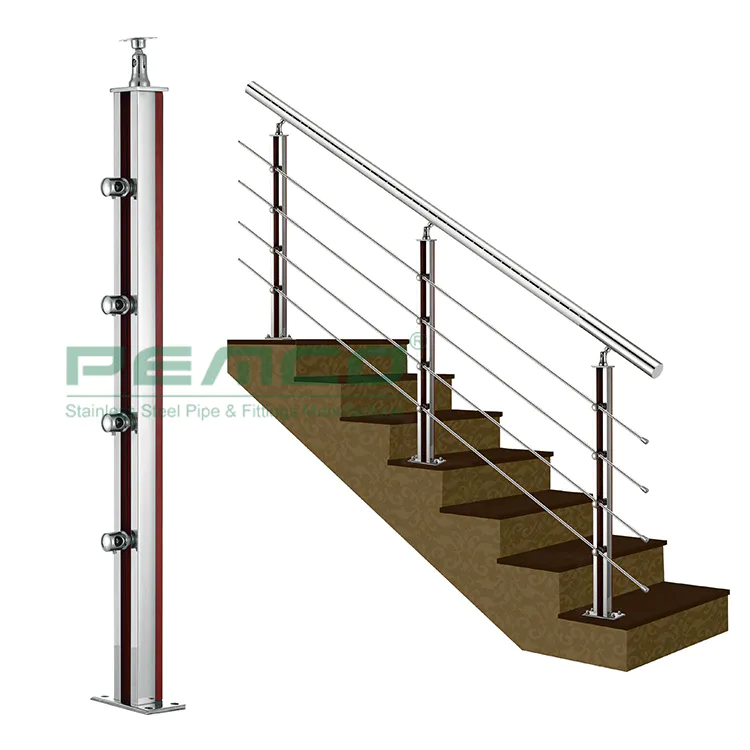 PJ-A319 Stainless Steel Double Plate Tube Balustrade Post Design