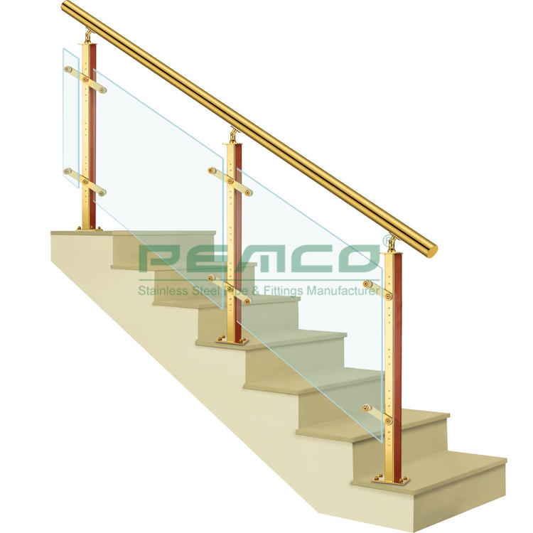 PJ-A093 Modern Home Indoor Stainless Steel Tempered Glass Balustrade Railing Post