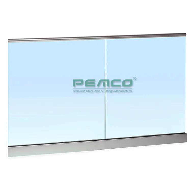PJ-A601 Exterior Veranda Glass Balustrade Balcony Aluminum Base Shoe Glass Railing Manufacturer