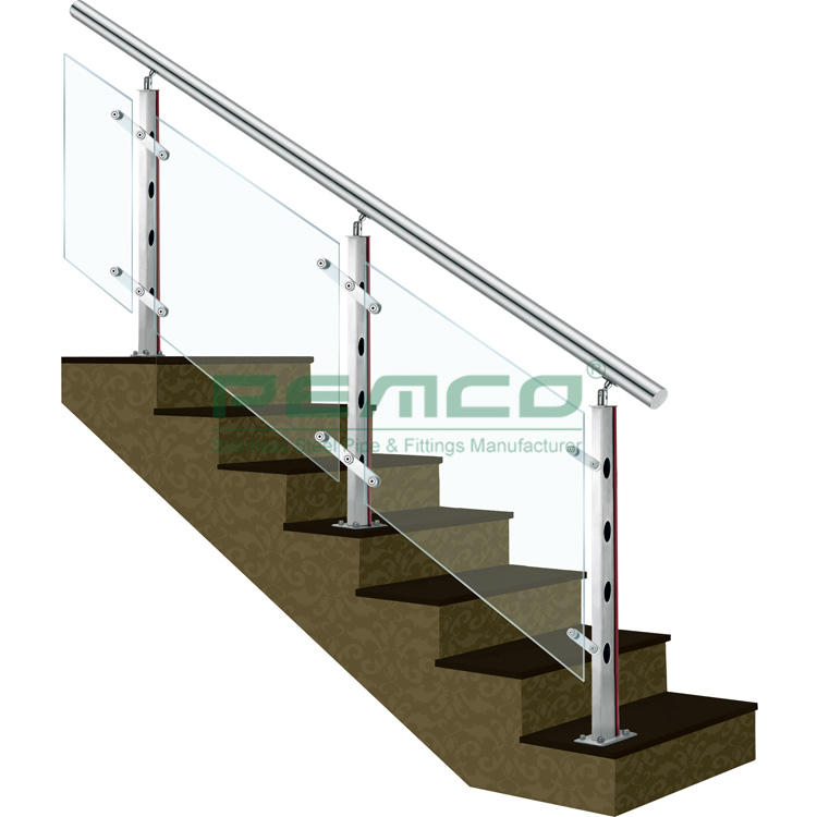 PJ-A274 New Indoor Staircase Stainless Steel Glass Railing Balustrade Designs