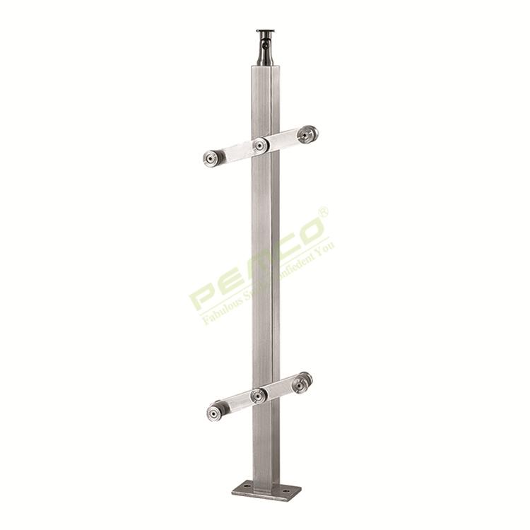 PJ-A030 Floor Mounted Square Stainlee Steel Glass Balustrade Deck Railing Post