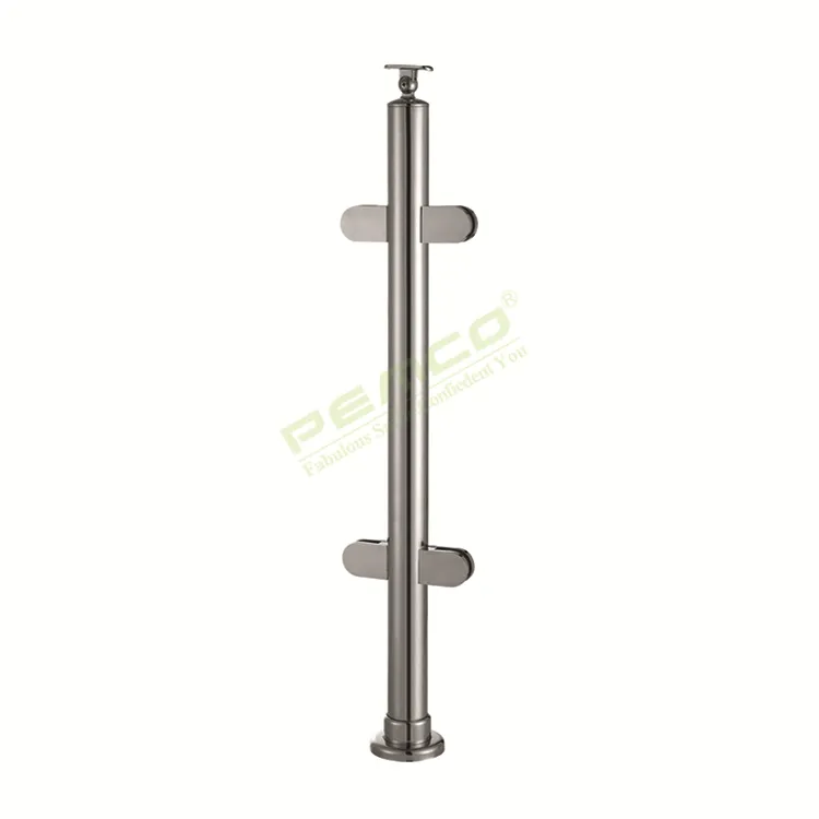 PJ-A270 D Type Glass Clamp Round Stainless Steel Glass Balcony Railing Post