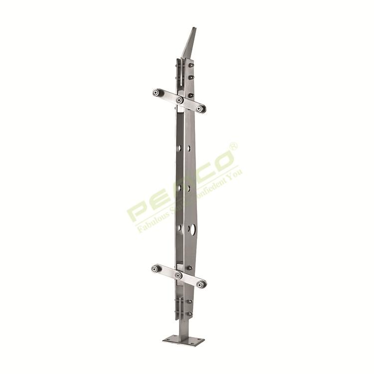 PJ-A269 Home Outdoor Stainless Steel Double Plate Glass Patio Railing Post Price