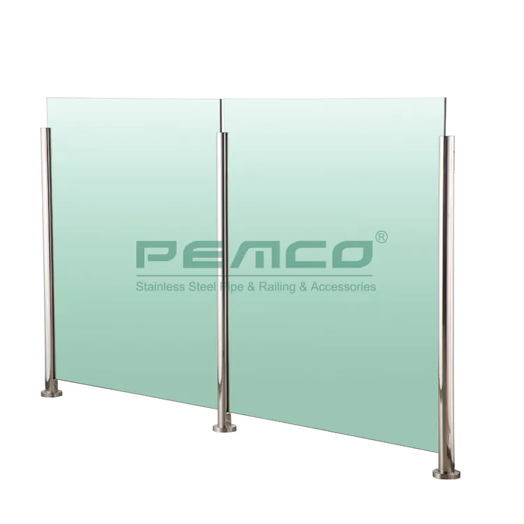 PJ-A522 Balcony Round Post Stainless Steel Balustrade System Tempered Glass Railing