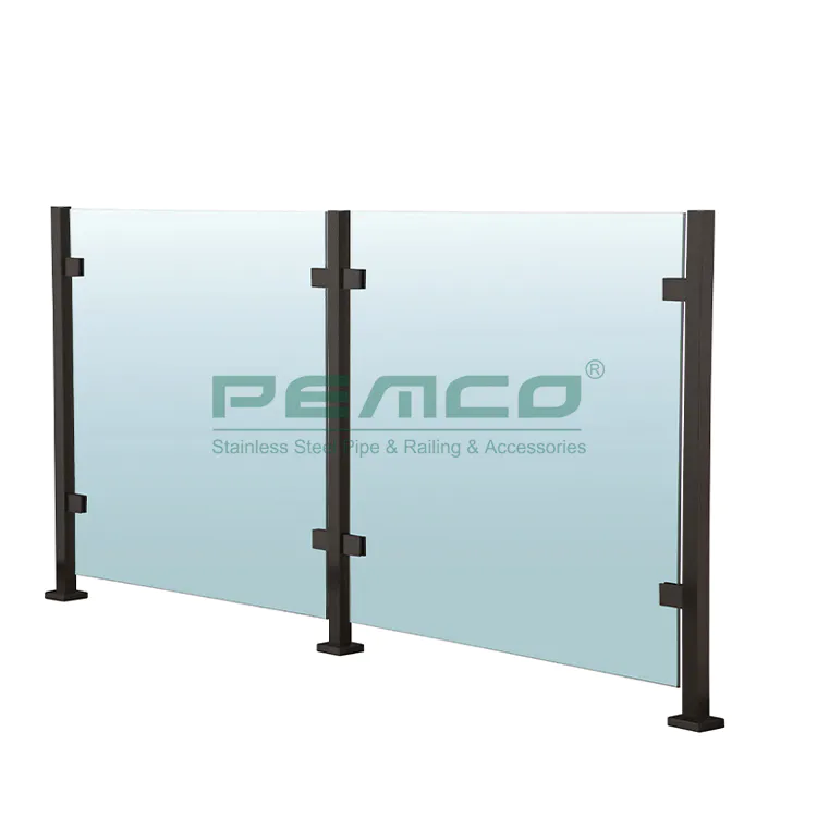 PJ-A437 Balcony Black Stainless Steel Glass Clamp Balustrade Railing