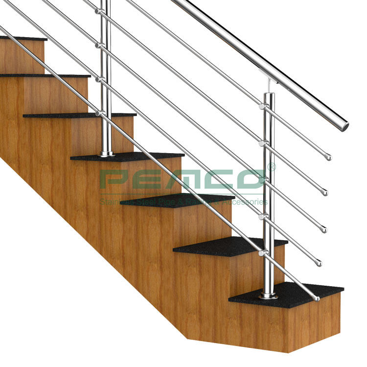 PJ-A336 modern indoor round post stainless steel stair tube pipe railing