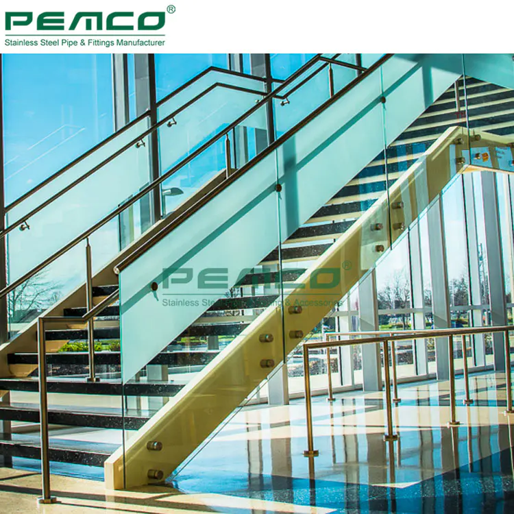 PJ-B649 High Quality Ss304 316 Frameless Glass Balustrade Staircase Glass Standoff Railing Design