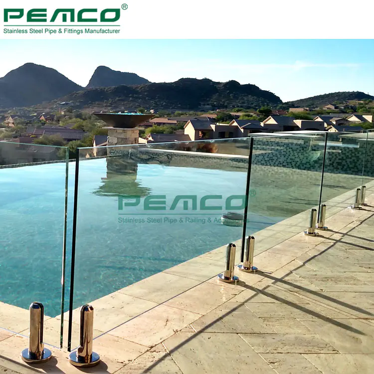 PJ-H041 round swimming pool fence stainless steel framless glass spigot railing