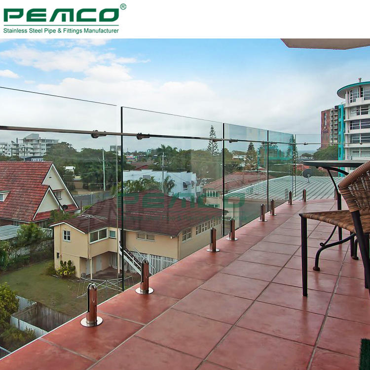 PJ-H041 Frameless Pool Glass Fence Balustrade Design Deck Glass Spigot Railing
