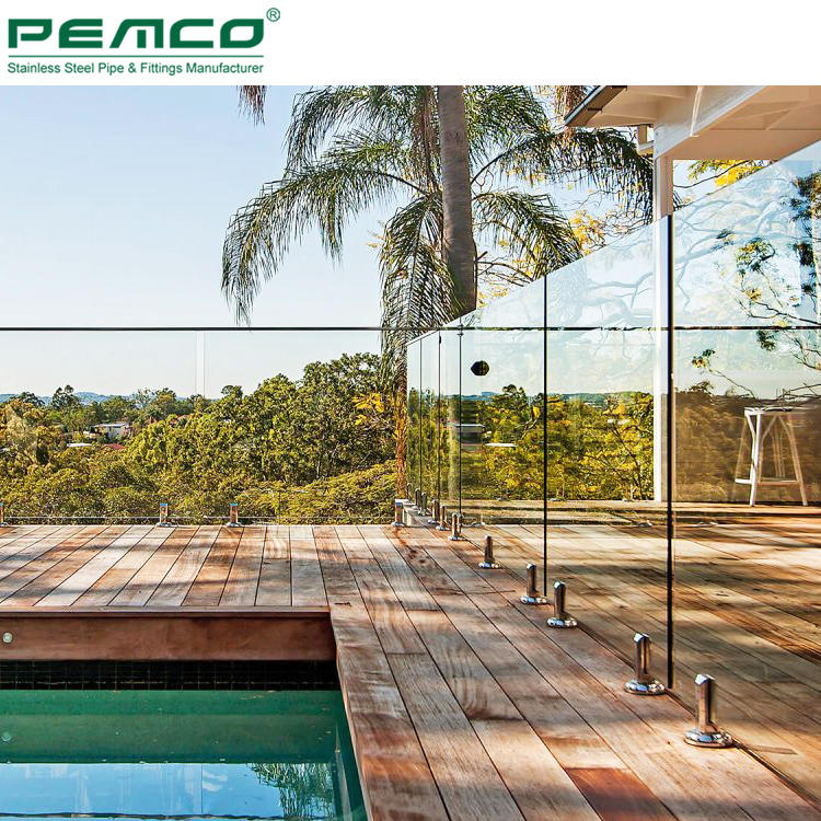 Outdoor Swimming Pool Deck Square Type Glass Spigot Railing